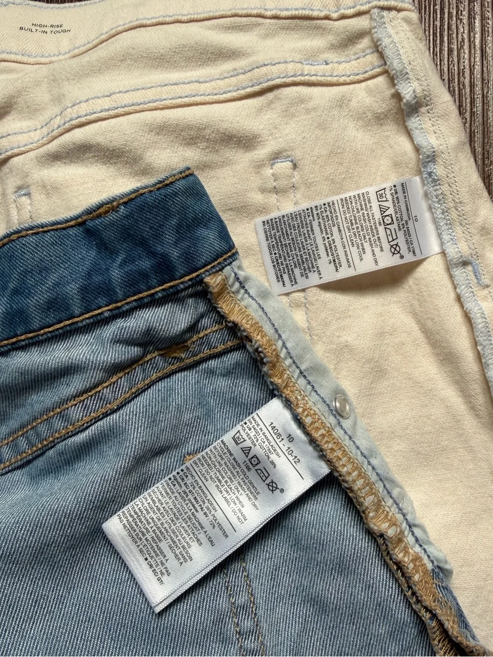 Old Navy Kids - Girls Cream High-Rise & Blue Button-Front Jean Shorts